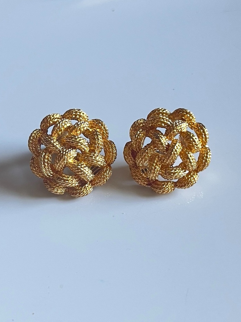 Vintage Monet Gold Rope Knot Clip Earrings